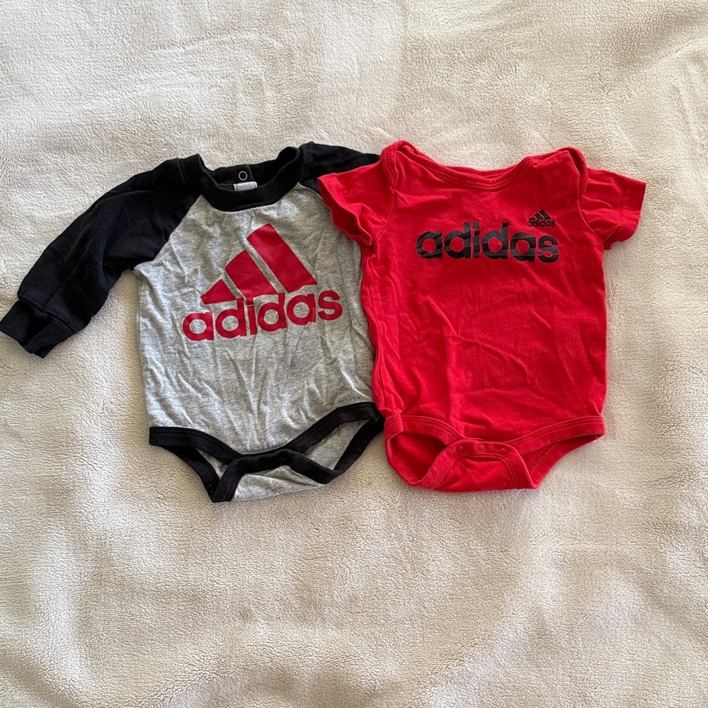 Adidas Kids Bodysuit Set - Black, Red, and Gray